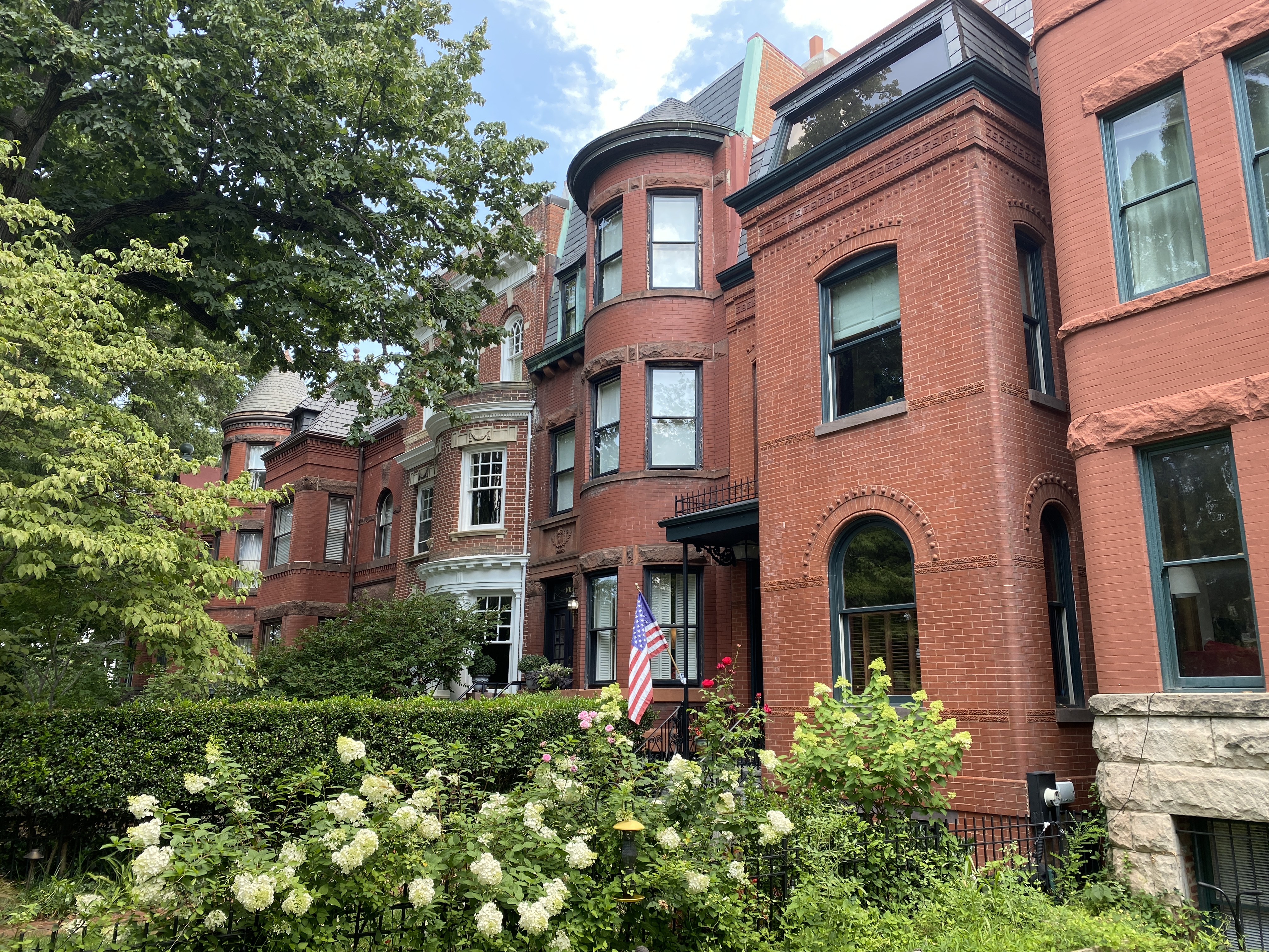 Elegant Brick Row Homes in Washington DC illustrating the architecular styles of period windows. Rensaissance Development DC 